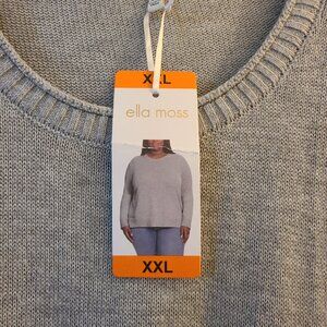 $$$ Ladies Ella Moss Sweater Heather Gray Ling Slv Crewneck Plus Sz XXL NEW $$$